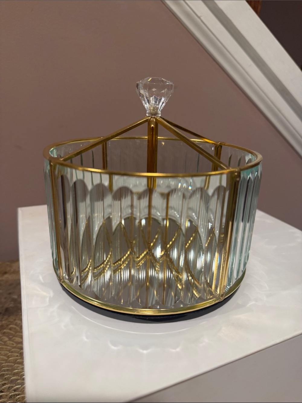 Acrylic and Gold-tone Decorative Vanity, Bath, Home Office Rotating Organizer